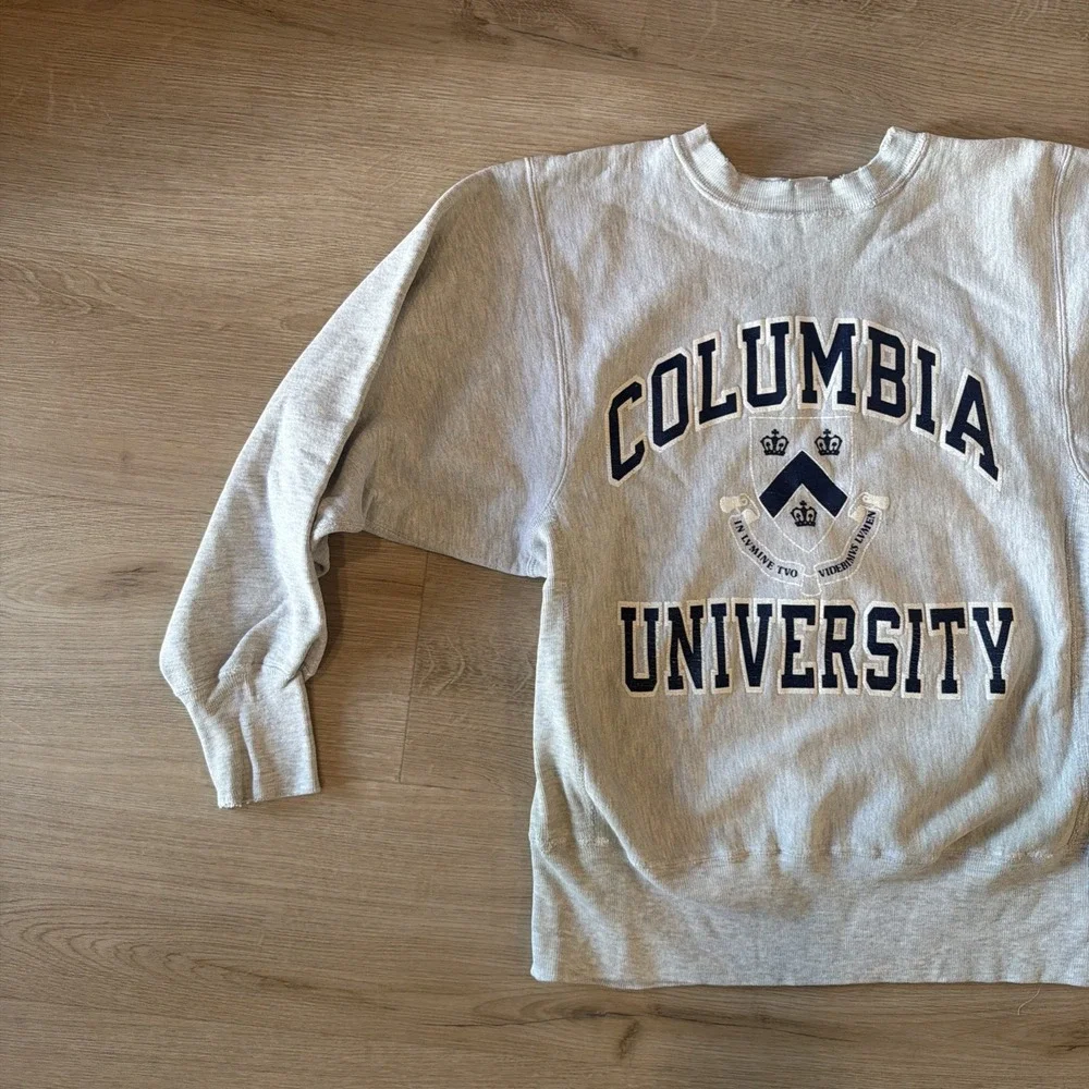 Vintage Champion Reverse Weave Columbia University Gray Sweatshirt Medium USA